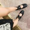 Fashion Round Toe Ankle Strap Women Mary Janes Flats 2025 Spring New Wrinkled Ballet Flats Soft Retro Walking Comfy Women Casual Shoes
