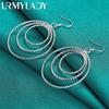 URMYLADY 925 Sterling Silver Three Ring Earrings For Women Charm Wedding Party Fashion Jewelry