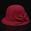 Hepburn style elegant woolen basin hat autumn and winter bow fisherman hat women's French retro temperament top hat