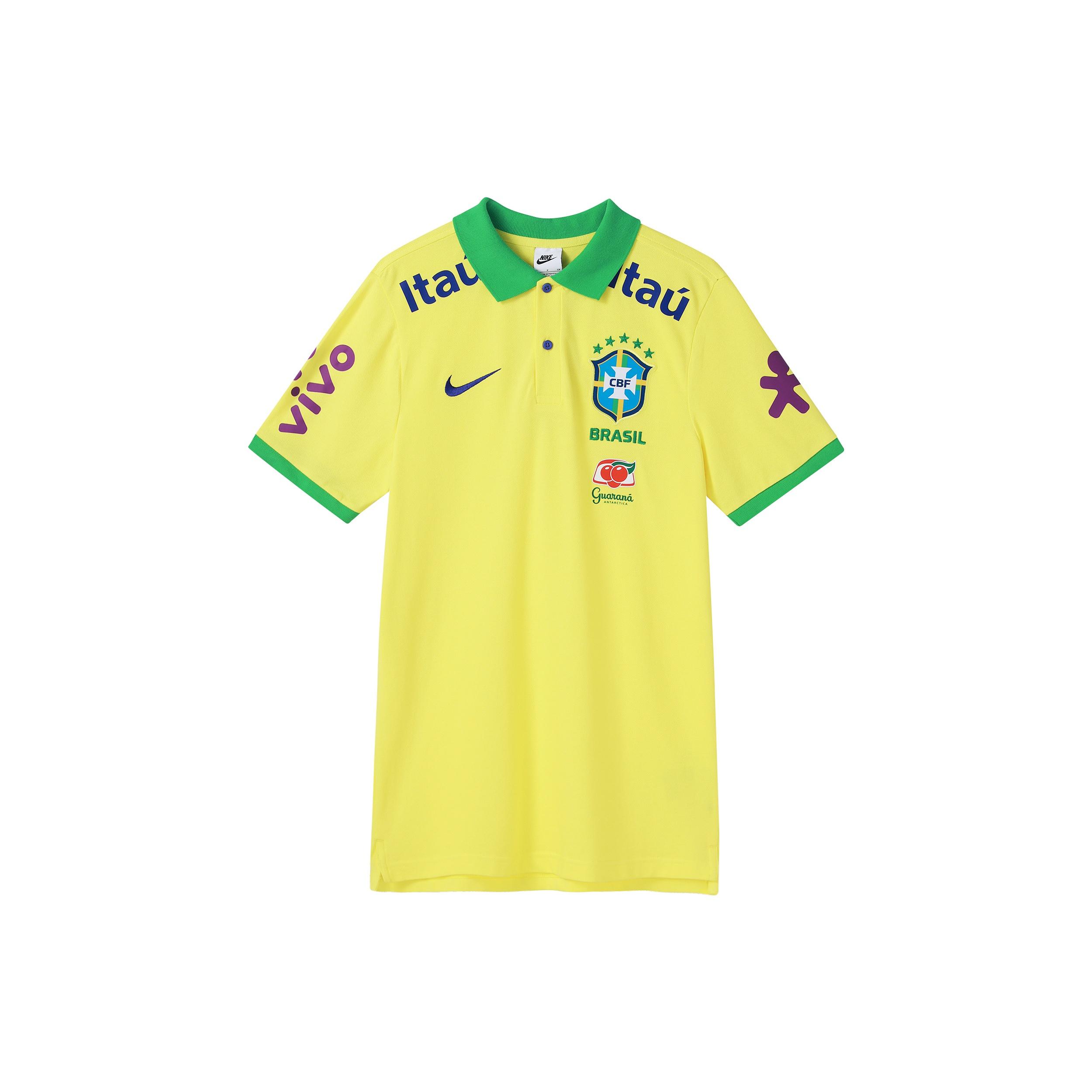 Nike Logo Brazil Polo Shirts Yellow Green Men s DH4937-740 XXL