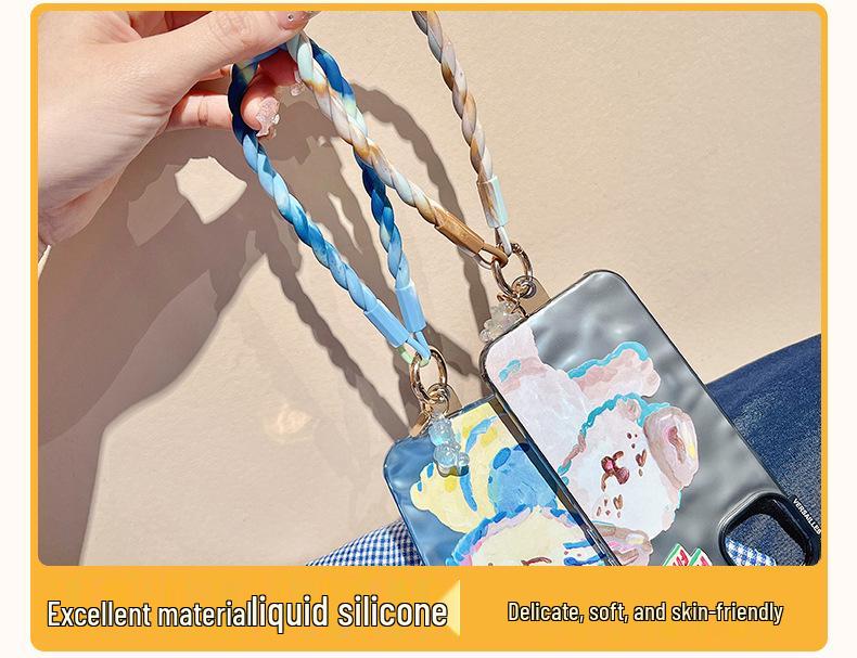 Laccetto da polso originale in silicone con orso luminoso - Catena per telefono anti-smarrimento con anello morbido