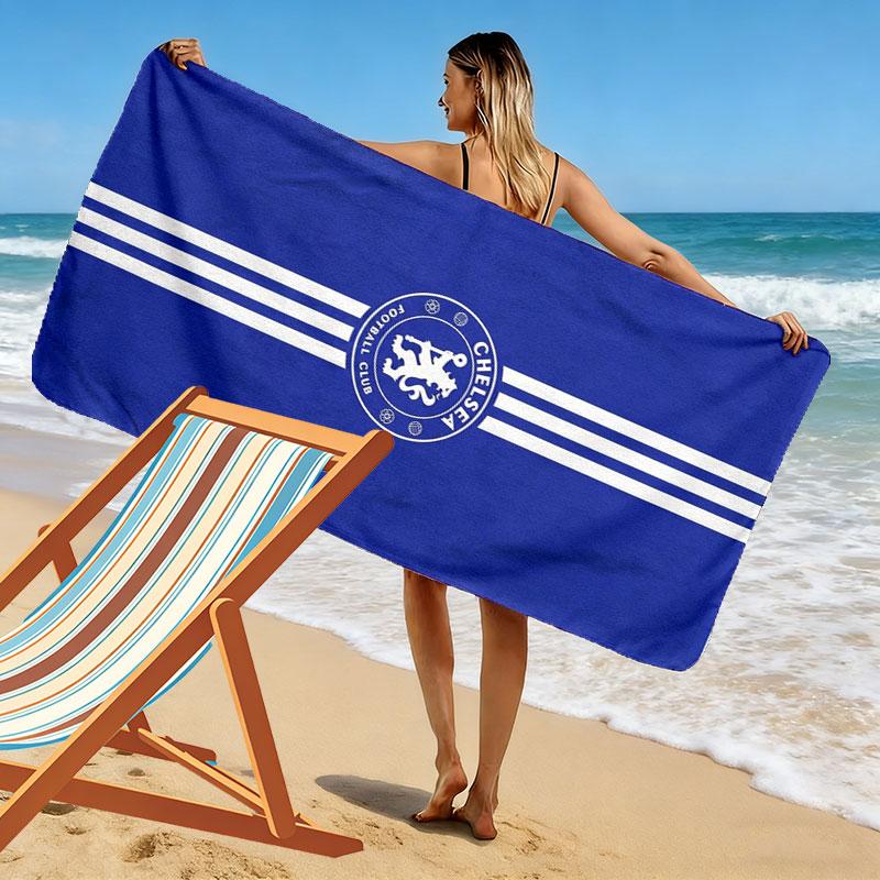 Chelsea F Print Strandtuch, Großes Weiches Schnelltrocknendes Handtuch für Strand Camping Schwimmen