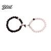 Couple Jewelry 2Pcs Bracelet Magnetic Heart Charm Women Men Beads