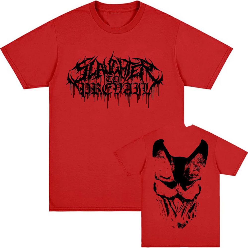 White Logo Mask Graphic Tees SLAUGHTER TO PREVAIL Rock Band Tshirts Hip Hop Unisex Streetwear Cotton Short Sleeve Male T Shirt