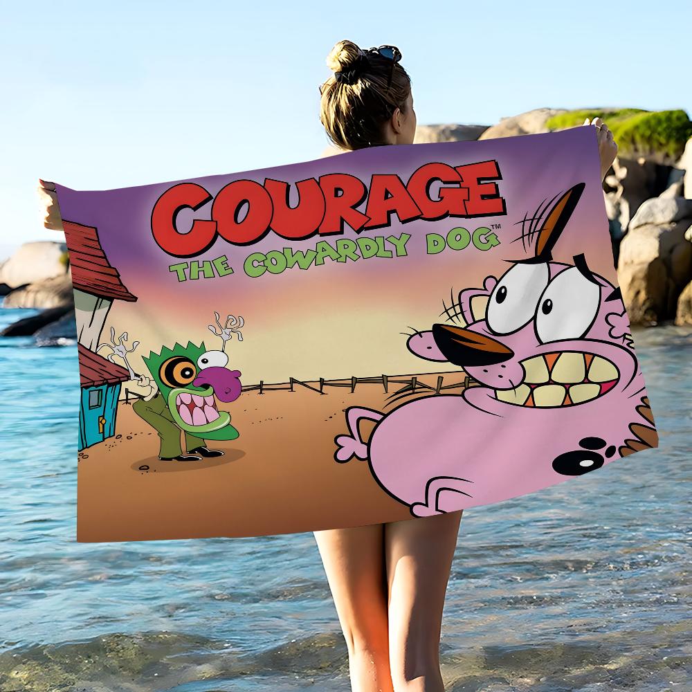 C-ХРАБРОСТЬ Собака-Трус C-Cowardly Dog Пляжное полотенце Цветные банные полотенца для девочки Микрофибра Быстросохнущие Не прилипает песок Пляж Спортзал Бассейн Cotton 30x60cm