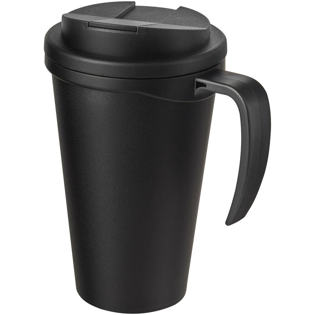 Americano "Grande" 350 ml mug with spill-proof lid Solid black