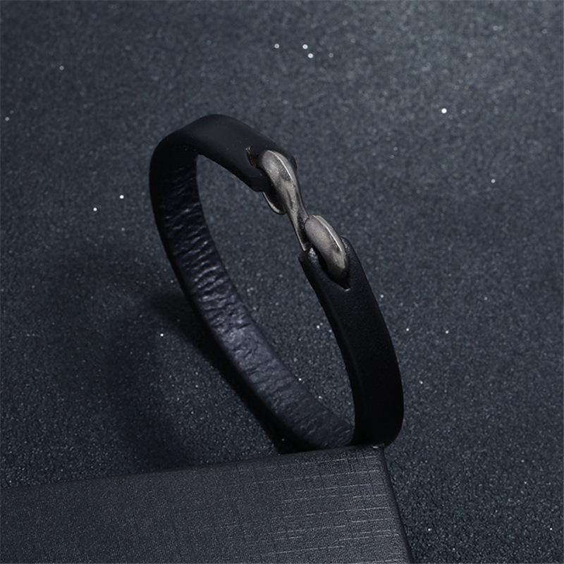 Stylish Punk Rock Retro Distressed Leather Bracelet - Simple & Unique Men's Genuine Cowhide Accessory