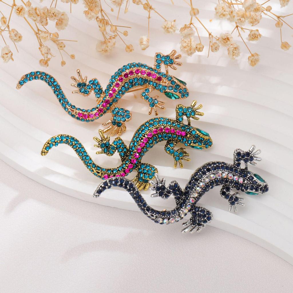Retro Lizard & Snake Diamond Brooch