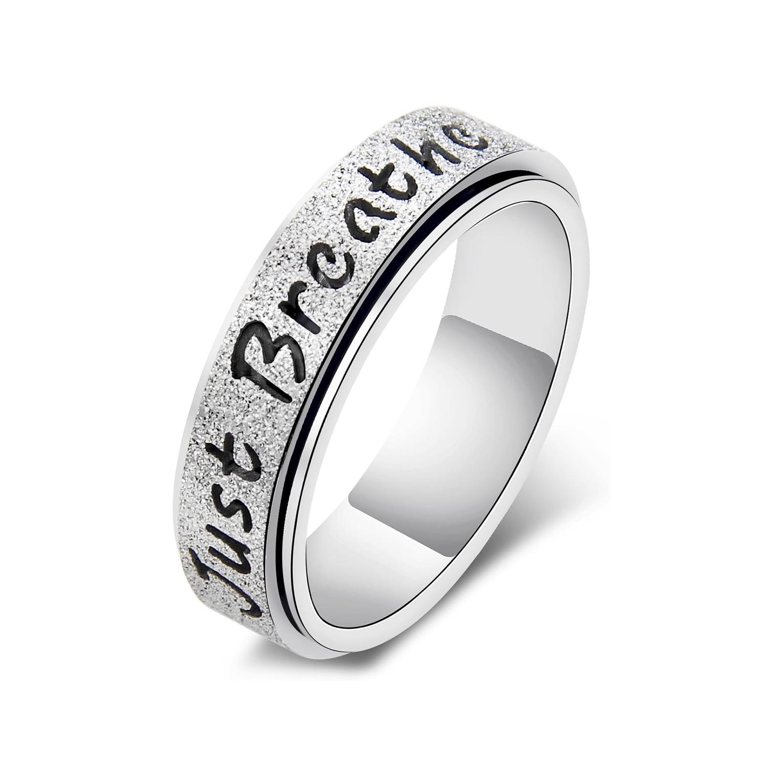 Women s Titanium Steel Rotatable Decompression Ring - Relax & Breathe Size 8