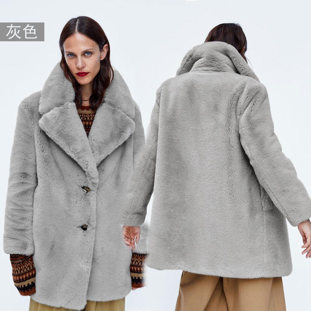 European Station imitation fur coat women's medium and long new Rex rabbit hair loose fashion versatile plush coat