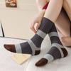Lantern Socks, Women's Color-blocking Mid-calf Socks, Slightly Pressed Striped Women's Socks, Cotton Long Calf Socks