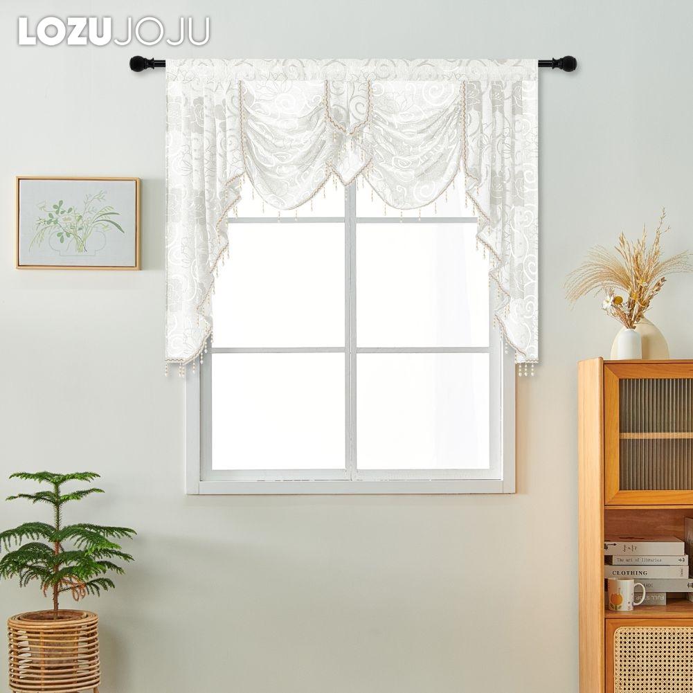 1 szt. LOZUJOJU Europejski Styl Lekki Luksus Retro Żakardowa Lambrekina Koralikowa Bordiura Głowica Zasłony do Sypialni Salon Dekoracja Okna Wystrój Domu