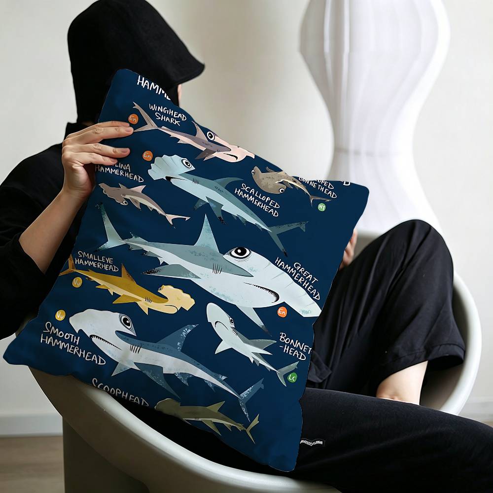 Whale And Shark Ocean Animals Personalized picture text home decorative pillows Household Gifts 45x45cm