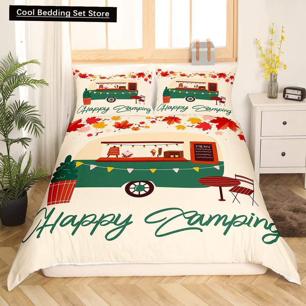 Camping Äventyr Kung Drottning Påslakan Utrustning Yxa Stock Sängkläder Set Lägereld Spade Täcköverdrag Polyester Täckeöverdrag