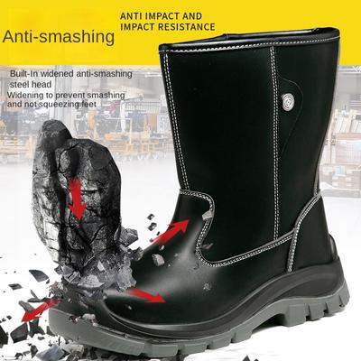 Hohe Arbeitsschutzschuhe, wasserdicht, ölbeständig, säure- und laugenbeständig, schlag- und stichfest, Stiefel für Baustellen in Kohleminen und Ölfeldern