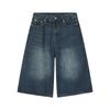Jeans da Uomo Vintage Estivi Larghi Maschili a Gamba Larga Corti al Ginocchio Lavati Moda Denim Pantaloni