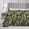 Green And Brown Camo  Super Soft Blankets  Kids Adult Plush Throw Blanket Fashion Bedroom Flannel Bedspread Sofa Bed Cover