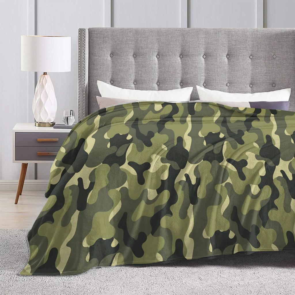 Green And Brown Camo Super Soft Blankets Kids Adult Plush Throw Blanket Fashion Bedroom Flannel Bedspread Sofa Bed Cover