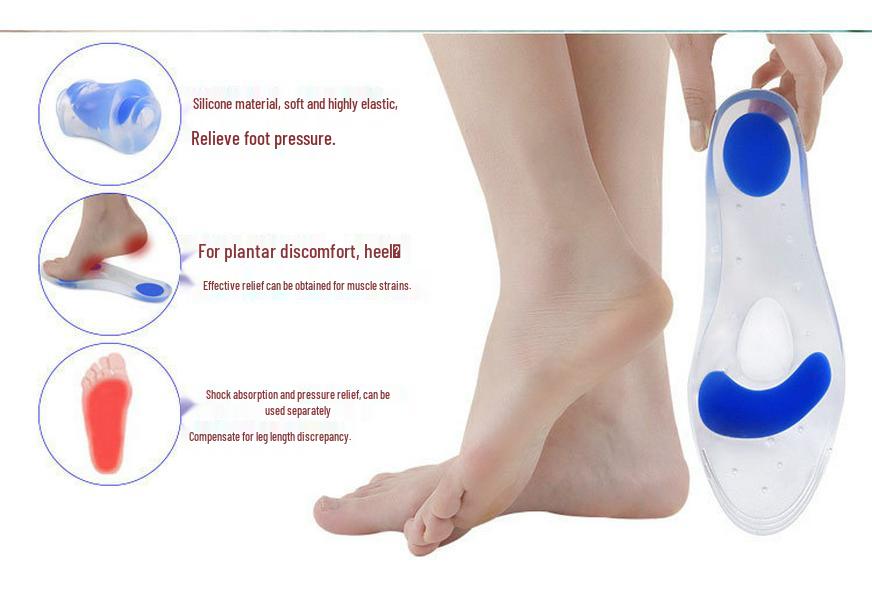 Solette in Silicone Trasparente per Scarpe - Morbide Assorbiurti con Supporto Plantare a Lunghezza Intera per Massaggio Sportivo