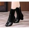 Modische Damenschuhe Reißverschluss Damenstiefel Atmungsaktiv Square Dance Mädchen Klobiger Absatz Einfarbige Schuhe Damen Tanzschuhe