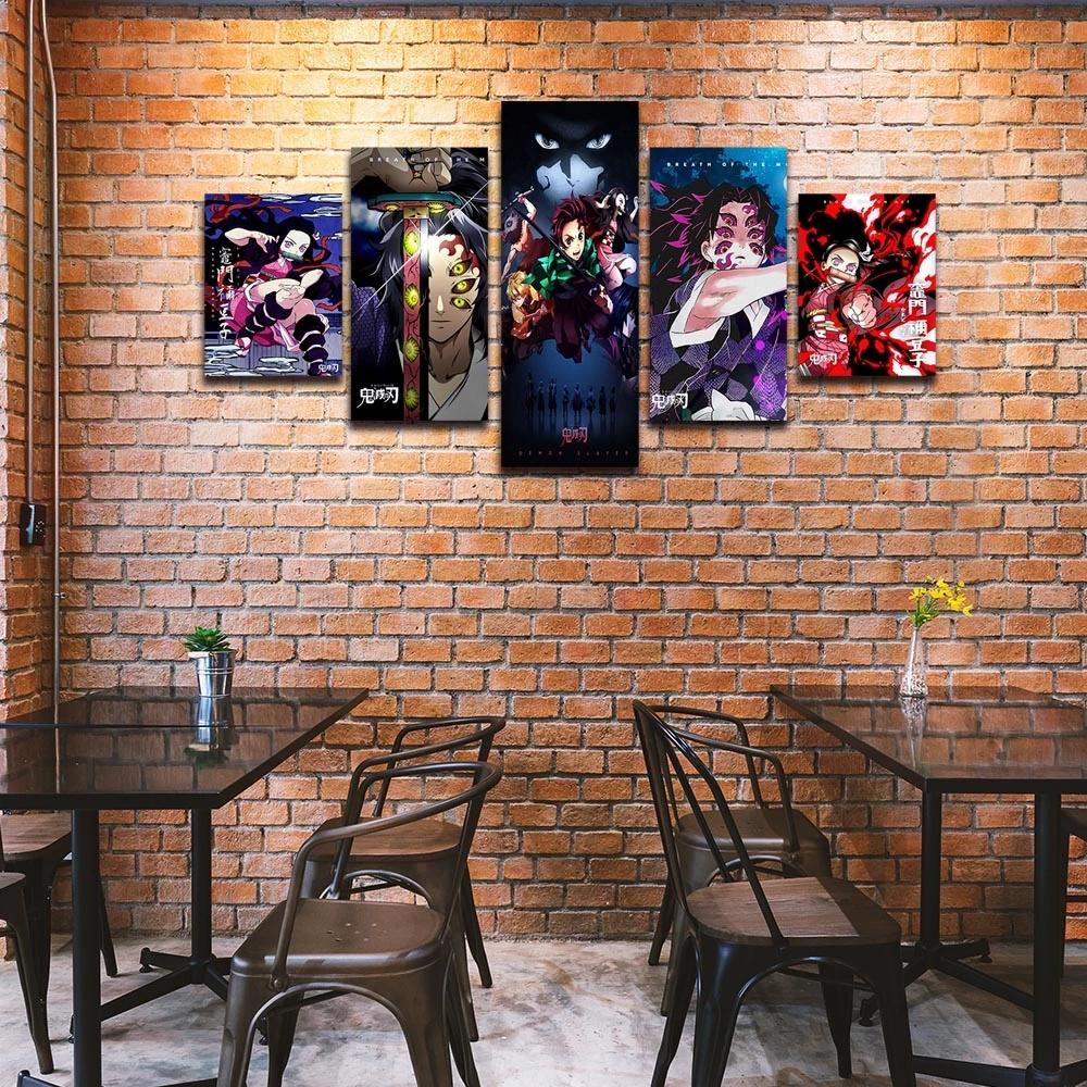 Home Decor Canvas Paintings Wall Art 5 Pieces Anime Demon Slayer Posters Modern Pictures Living Room HD Prints Framework Modular