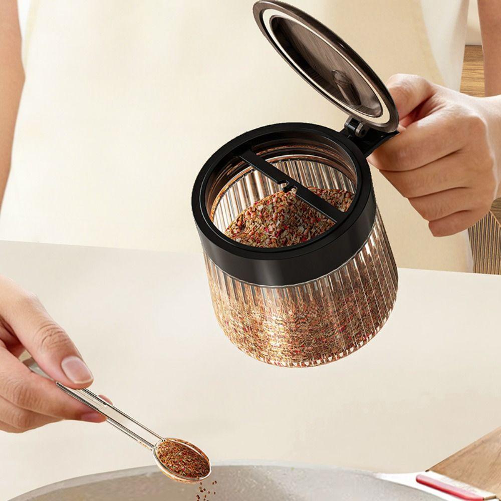 Wood Grain Lid Spices Glass Jar Glass Material Seasoning Boxes Condiment Canister  Kitchen Supplies