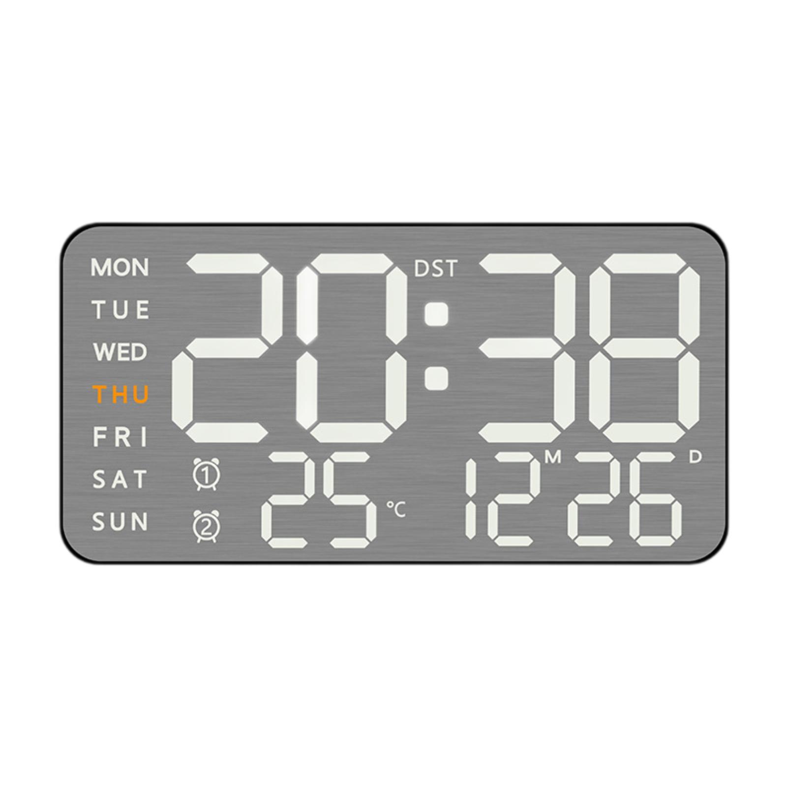 

Digital Wall Clock with Week Month Date Display Modern Large Display Premium Feel Silent Table Clock for Room Office Decoration