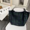 Extra Large Women Woolen Canvas Bags Checked Pattern Design Soft Warm Cloth Fabric Big Tote Ladies Casual Shoulder Bag