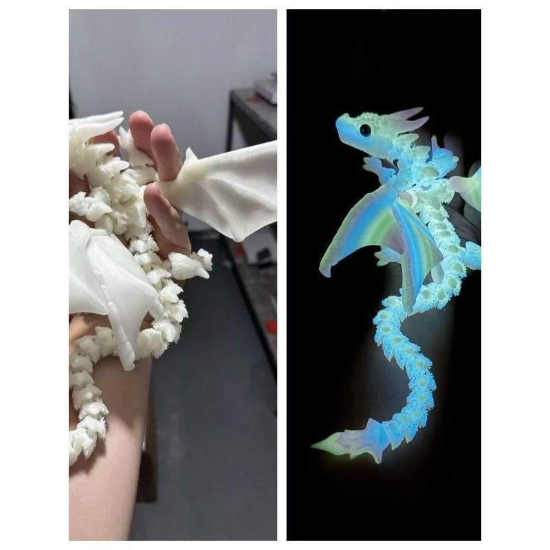 New Printing Gemstone Dragon Aurora Luminous Light Animal Action Toy Desktop Decoration Birthday Gift 3D style Kid Friendly Entertaining Fun Play Safe