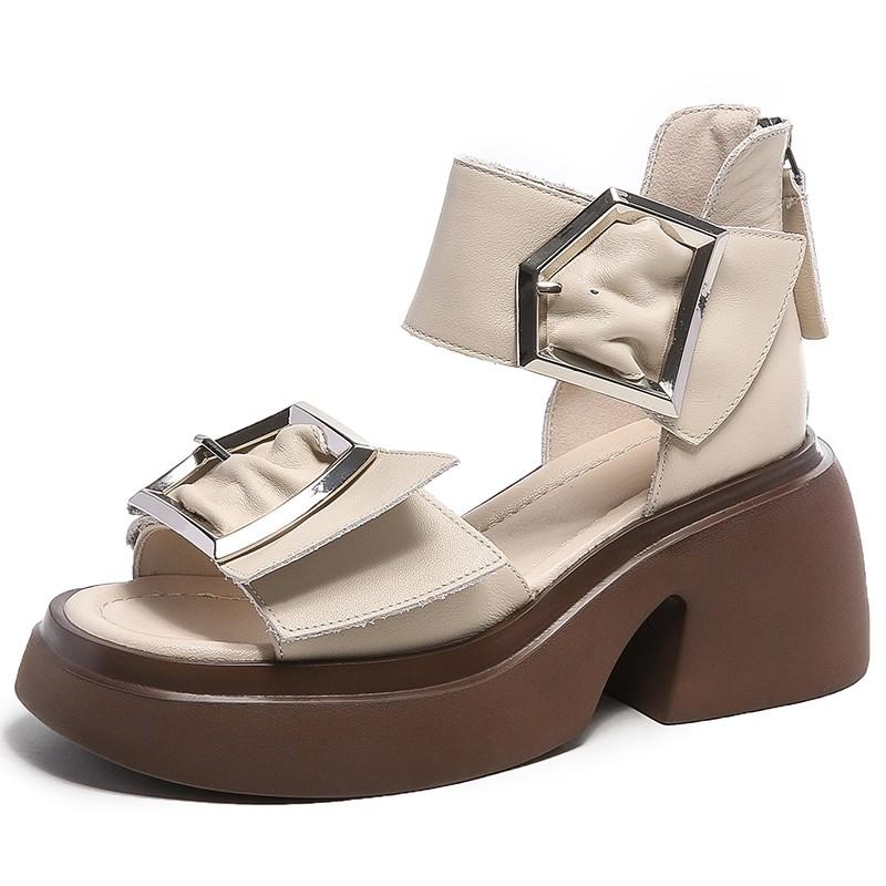 Mode GKTINOO Knöchelriemen Sommer Mode Damen Sandalen Offene Zehen Plateau Schuhe Hohe Dicke Absätze Weiblich Schwarz Einzigartige Party Schuhe 35-40