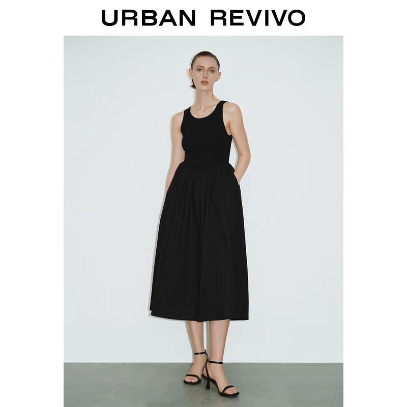 UR 2025 Summer Sleeveless Draped Patchwork A-line Dress