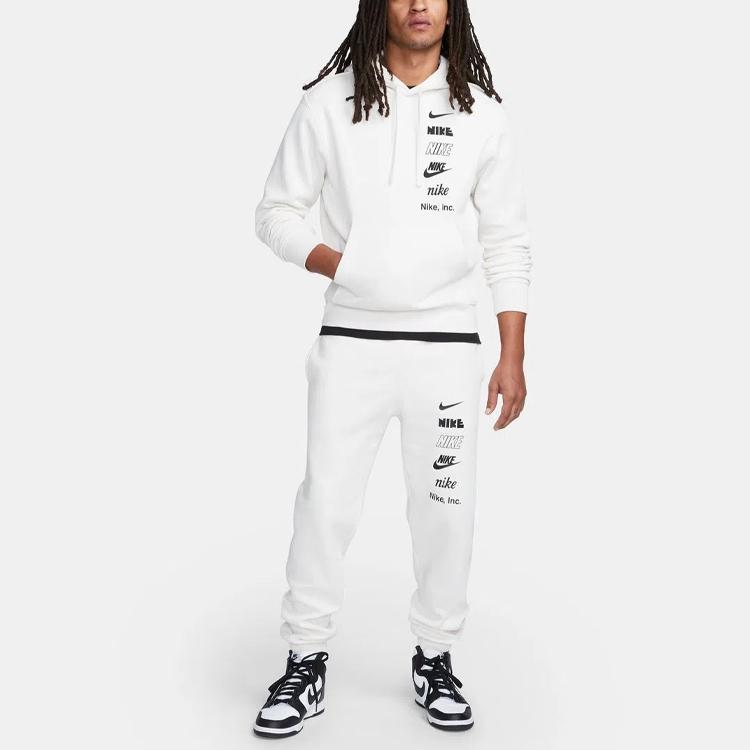 Nike Club Fleece Letter Print Cuffed Sweatpants Men Bottoms White DX0795-030