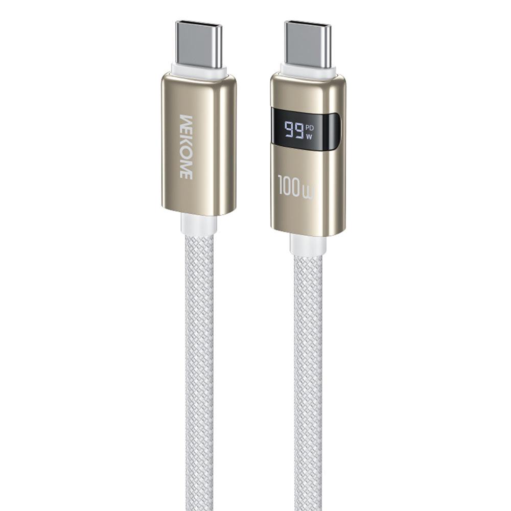 

WEKOME WDC-105 1.2m 100W Type-C to Type-C Cable with Digital Display 480Mbps Fast Transfer Data Cable with Smart Chip Protection