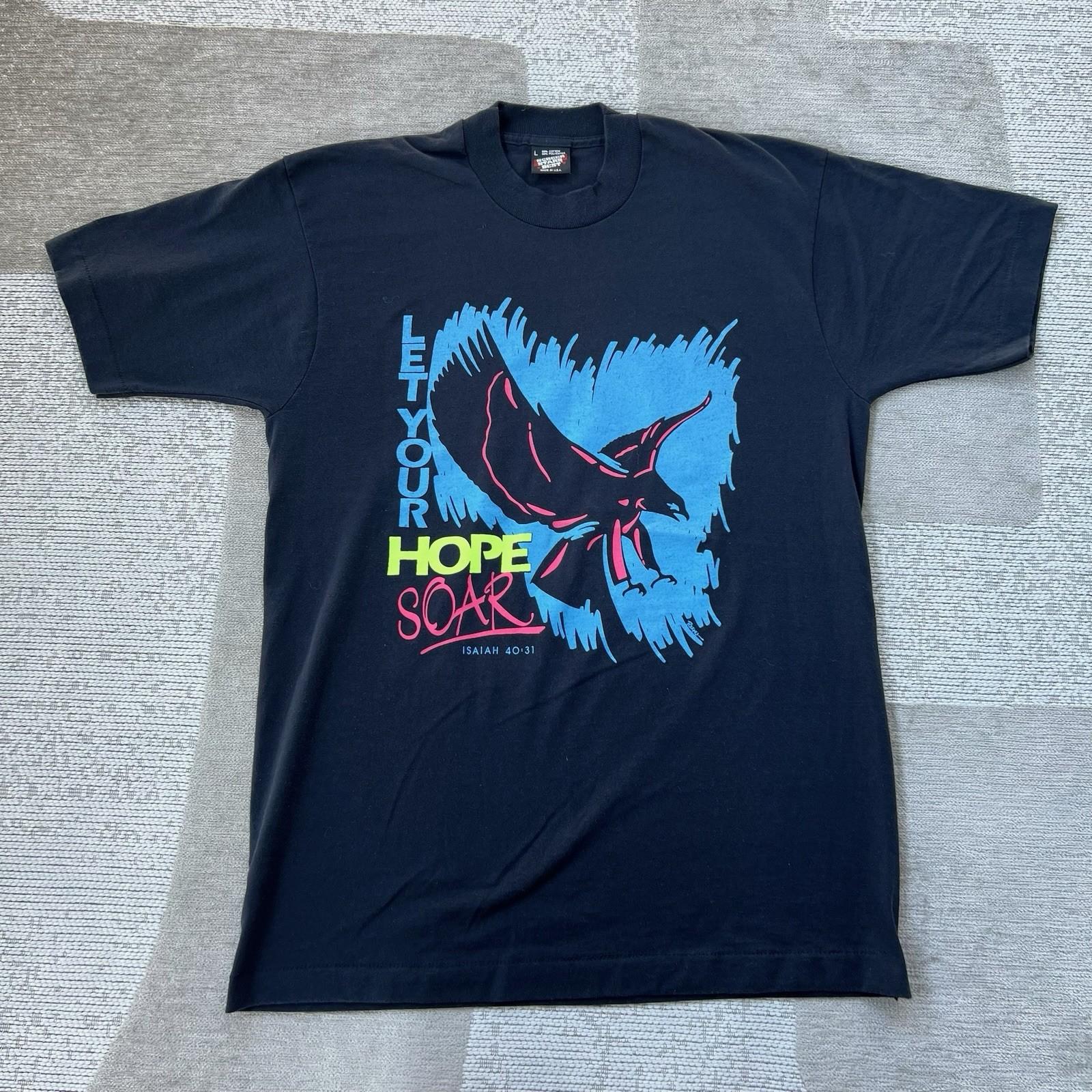 Vintage Isaiah 40:31 T-Shirt Men’s L Let Your Hope Soar Black Single Stitch 90s Unisex T-Shirt M