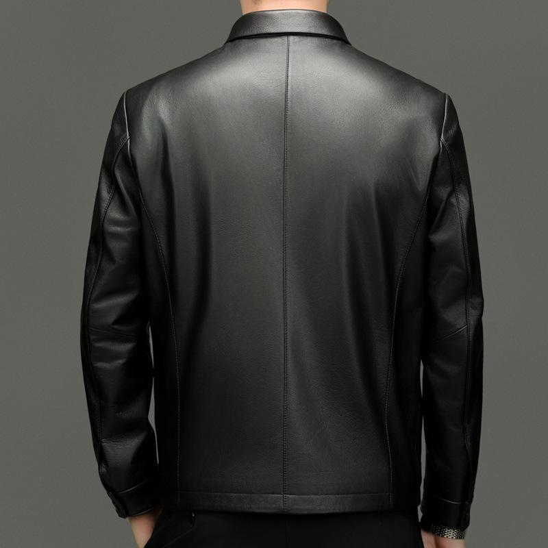 Business Gentleman Leather Jacket Men's Leather Jacket Spring and Autumn New Cowhide Jacket Top