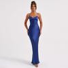 Women's Evening Dress Summer Sleeveless Backless Strap Waist Cinching Sexy Club Long Dress Women Fashion Elegant Solid Color Slim Fit Party Dresses