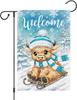 Louise Maelys Welcome Winter Garden Ag Highland Cow Cattle Double Sided 12x18 Inch Small Burlap Snowy Holiday Yard Outdoor EEL