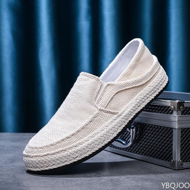 Men's summer linen Shoes Outdoor non skid versatile lazy shoe Trendy Fisherman's shoes Casual lightweight flats Homme