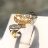 Jewelry Gold-Plated Color-Preserving Hope Ring, Super Flash Diamond Heart Knot Ring.