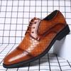 2025 New Men's Plaid Casual Leather Shoes Fashionable Splicing Lace-up Large Size Men's Shoes Foreign Trade Single Shoes