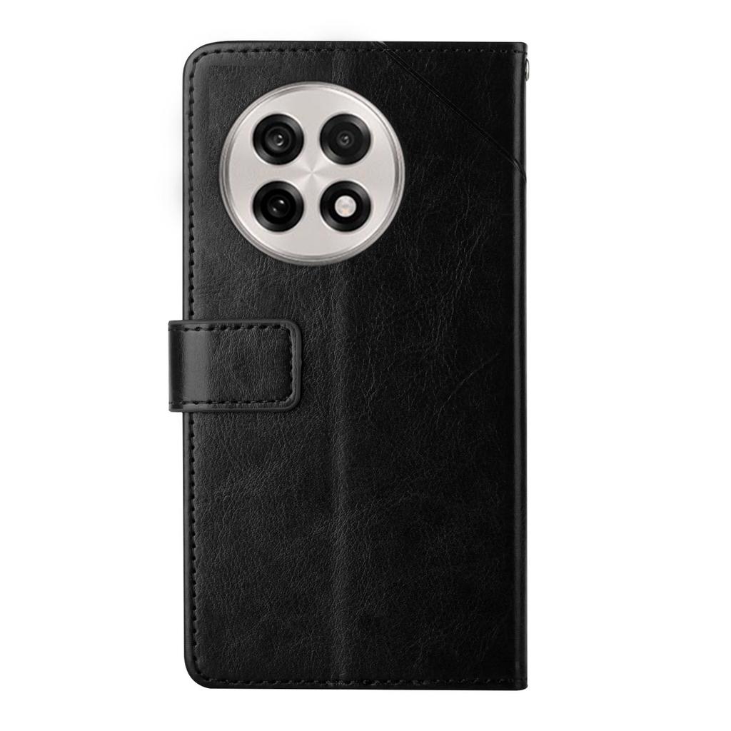 For OnePlus 13R 5G Case with Wrist Strap Y Shaped Lines Imprint Leather Phone Cover