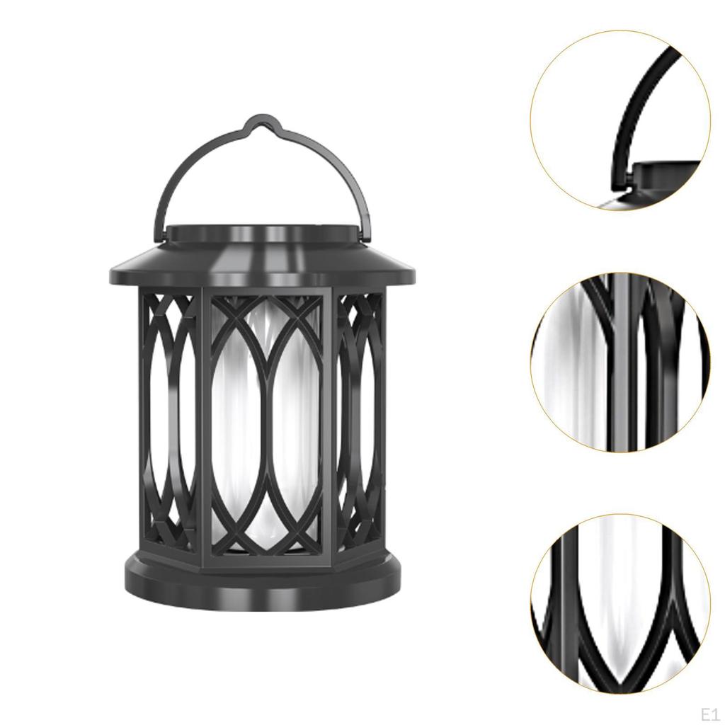 Outdoor Garden Lantern Solar Light Balcony Lawn Outside Decor Home Realistic Flickering Flame Yard