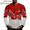 Christmas Muscle Print Tee Men's Clothing Casual Streetwear 3D Printed Top Christma Long Sleeve Oversize O-Neck T-Shirts for Men