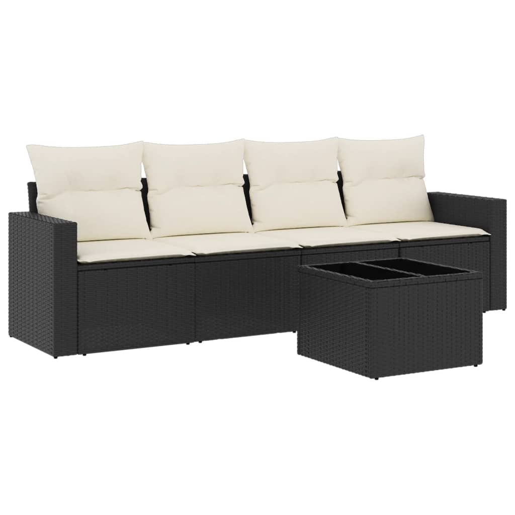 Vidaxl 5-Cz. Set da Salotto per Giardino, Cuscini, Rattan Nero PE