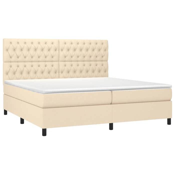 Maison Exclusive - Sommier à lattes de lit et matelas et LED Crème 200x200cm Tissu
