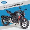 WELLY 1/12 Triumph Trident 660 2025 Simulation Alloy Motorcycle Model Shock Absorbers Collection Toy Car Gift