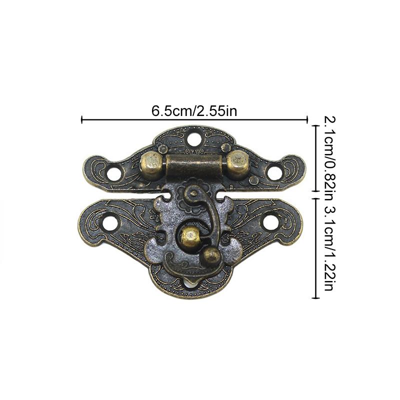 Antique Brass Hasp Wooden Case Clasp Buckle Vintage Decorative Jewelry Box Hasp Latch Lock Gift Box Suitcase Furniture Hardware