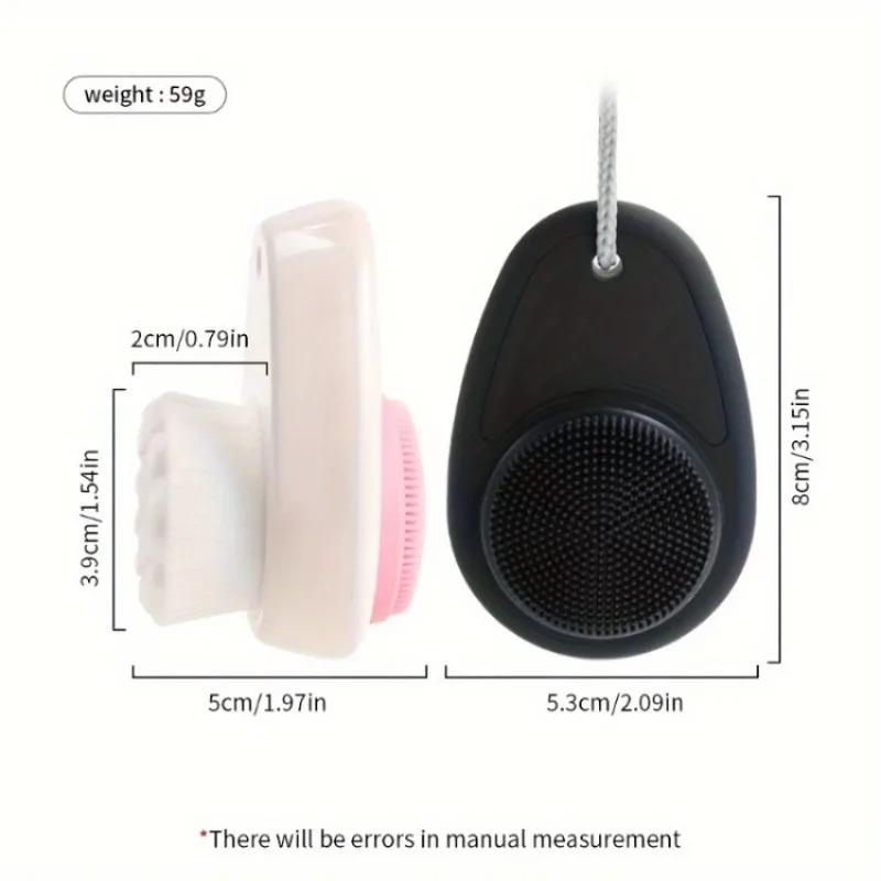 Double Sided Facial Cleansing Brush with Soft Nylon Bristles and Silicone Head for Exfoliation Massage and Gentle Skin Care Tool