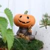 Cartoon Pumpkin Scarecrow Fishing Statue Resin Miniatures Figurine Pumpkin Elf Sculpture  Balcony
