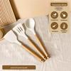 Silicone Spatula & Ladle Set with White Wood Handles - Non-stick Kitchenware for Stir-fry & Baby Food